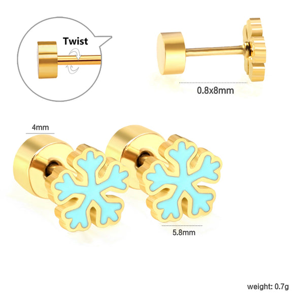 Women's Stainless Steel Geometric Christmas Earrings With Electroplated Festive Design Fashion Holiday Ear Accessories