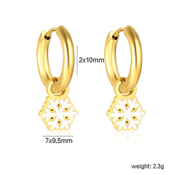 Women's Stainless Steel Geometric Christmas Earrings With Electroplated Festive Design Fashion Holiday Ear Accessories