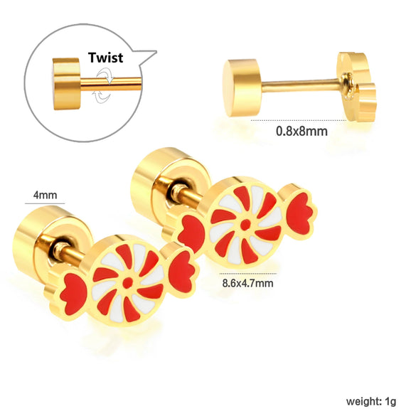 Women's Stainless Steel Geometric Christmas Earrings With Electroplated Festive Design Fashion Holiday Ear Accessories
