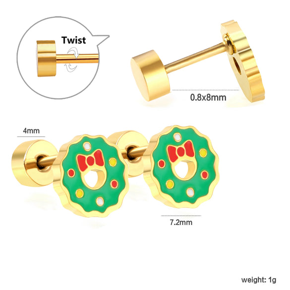 Women's Stainless Steel Geometric Christmas Earrings With Electroplated Festive Design Fashion Holiday Ear Accessories