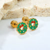 Women's Stainless Steel Geometric Christmas Earrings With Electroplated Festive Design Fashion Holiday Ear Accessories