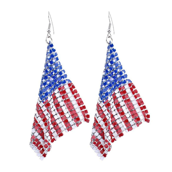 Women's Stainless Steel Geometric Color Block Stud Earrings With Electroplated Red White And Blue Minimalist Elegant Style