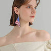 Women's Stainless Steel Geometric Color Block Stud Earrings With Electroplated Red White And Blue Minimalist Elegant Style