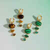 Women's Stainless Steel Geometric Colorful Natural Stone Tassel Earrings With Plated Finish And Elegant Sparkling Design