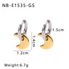 Women's Stainless Steel Geometric Crescent Love Flower Pendant Earrings With 18K Vacuum Plating In Furnace