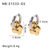 Women's Stainless Steel Geometric Crescent Love Flower Pendant Earrings With 18K Vacuum Plating In Furnace