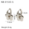 Women's Stainless Steel Geometric Crescent Love Flower Pendant Earrings With 18K Vacuum Plating In Furnace