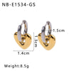 Women's Stainless Steel Geometric Crescent Love Flower Pendant Earrings With 18K Vacuum Plating In Furnace