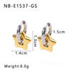 Women's Stainless Steel Geometric Crescent Love Flower Pendant Earrings With 18K Vacuum Plating In Furnace