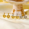 Women's Stainless Steel Geometric Crescent Love Flower Pendant Earrings With 18K Vacuum Plating In Furnace
