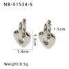 Women's Stainless Steel Geometric Crescent Love Flower Pendant Earrings With 18K Vacuum Plating In Furnace