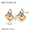Women's Stainless Steel Geometric Crescent Love Flower Pendant Earrings With 18K Vacuum Plating In Furnace