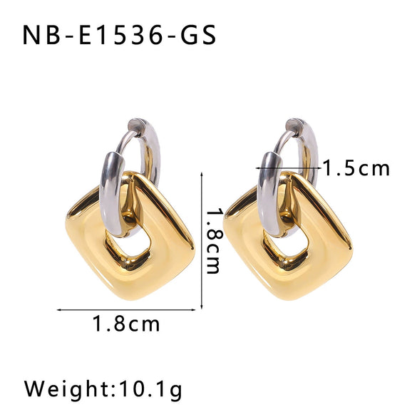 Women's Stainless Steel Geometric Crescent Love Flower Pendant Earrings With 18K Vacuum Plating In Furnace