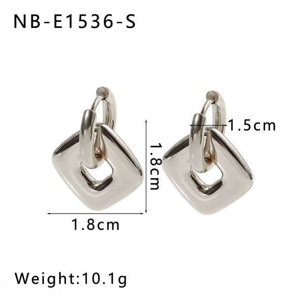 Women's Stainless Steel Geometric Crescent Love Flower Pendant Earrings With 18K Vacuum Plating In Furnace