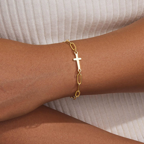 Women's Stainless Steel Geometric Cross Bracelet With Electroplated Finish Fashion Simple Friendship Gift Jewelry