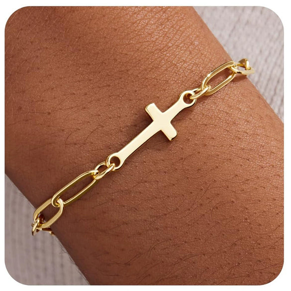Women's Stainless Steel Geometric Cross Bracelet With Electroplated Finish Fashion Simple Friendship Gift Jewelry