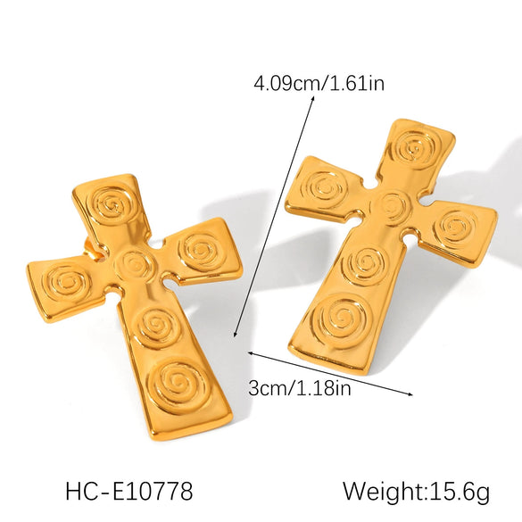 Women's Stainless Steel Geometric Cross Electroplated Light Luxury Vintage Earrings
