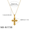 Women's Stainless Steel Geometric Cross Necklace With Zircon Design And 18K Gold Vacuum Plated Finish