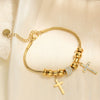 Women's Stainless Steel Geometric Cross Pendant Bracelet With 18K Gold Plated Electroplating And Zircon