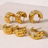 Women's 316L Stainless Steel Geometric Cshaped Diamond Earrings With 18K Real Gold Plating