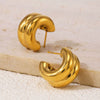 Women's 316L Stainless Steel Geometric Cshaped Diamond Earrings With 18K Real Gold Plating