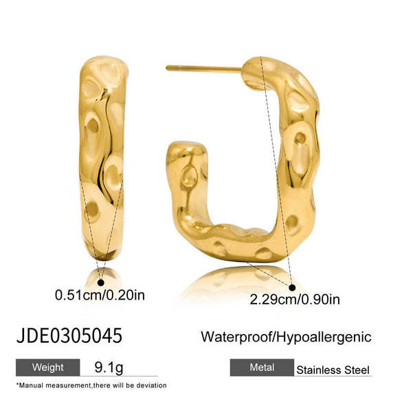 Women's Stainless Steel Geometric Cshaped Electroplated Earrings