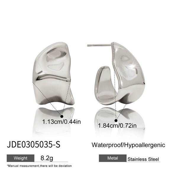 Women's Stainless Steel Geometric Cshaped Electroplated Earrings