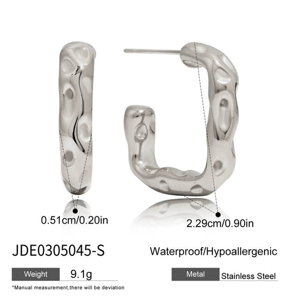 Women's Stainless Steel Geometric Cshaped Electroplated Earrings