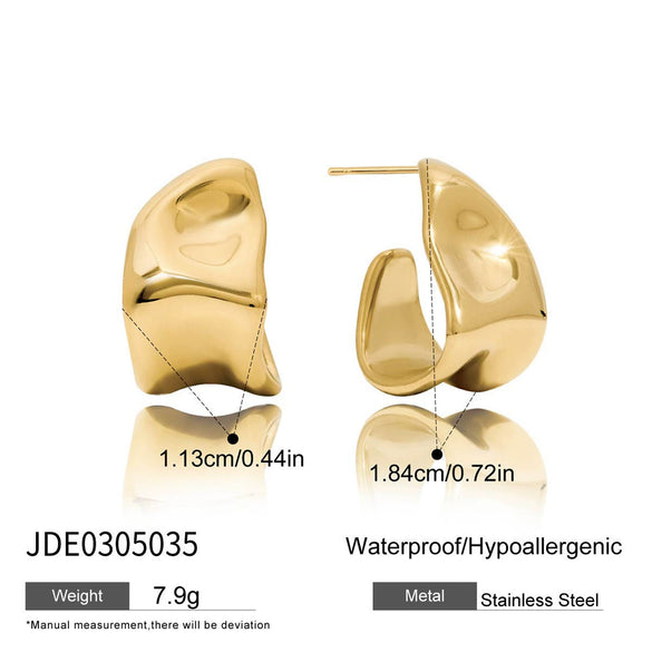 Women's Stainless Steel Geometric Cshaped Electroplated Earrings