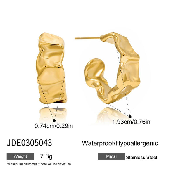 Women's Stainless Steel Geometric Cshaped Electroplated Earrings