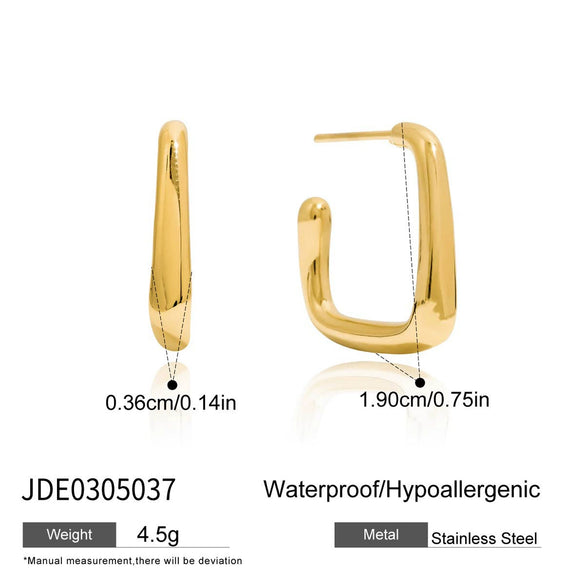 Women's Stainless Steel Geometric Cshaped Electroplated Earrings