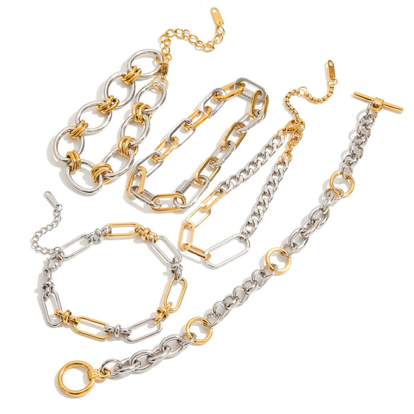Women's Stainless Steel Geometric Cuban Bracelet With Electroplating Jewelry