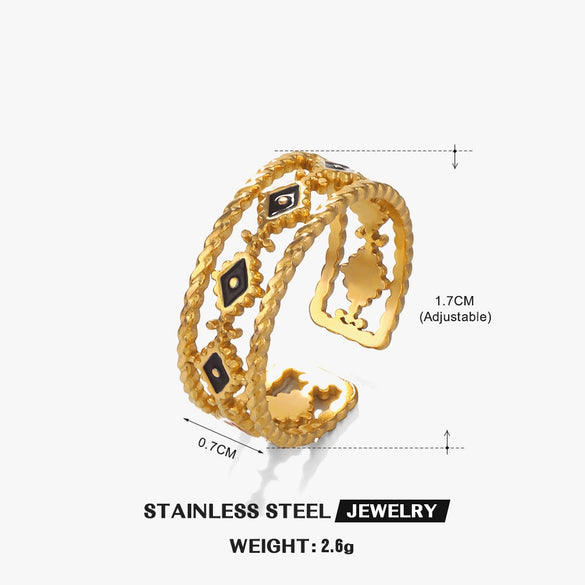 Women's Stainless Steel Geometric Devil's Eye Oil Drop Ring With Electroplating