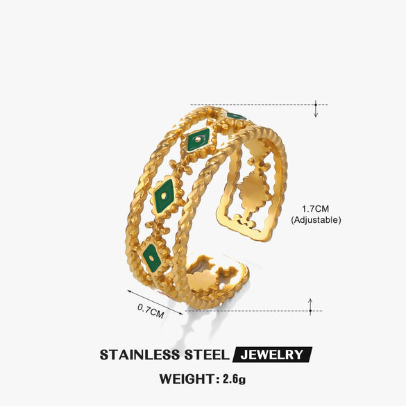 Women's Stainless Steel Geometric Devil's Eye Oil Drop Ring With Electroplating