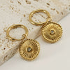 Women's 316L Stainless Steel Geometric Diamond Earrings 18K Gold Plated