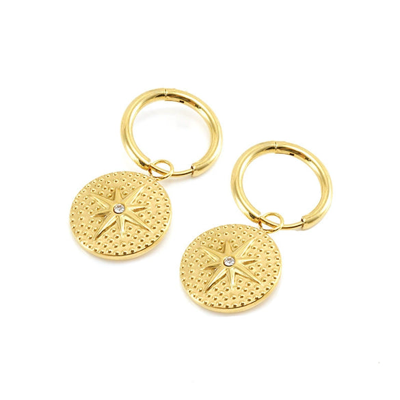 Women's 316L Stainless Steel Geometric Diamond Earrings 18K Gold Plated