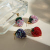 Women's Stainless Steel Geometric Diamond Strawberry Soft Ceramic Earrings Jewelry