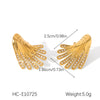 Women's Stainless Steel Geometric Diamond Wing Earrings