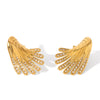 Women's Stainless Steel Geometric Diamond Wing Earrings