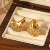 Women's Stainless Steel Geometric Diamond Wing Earrings