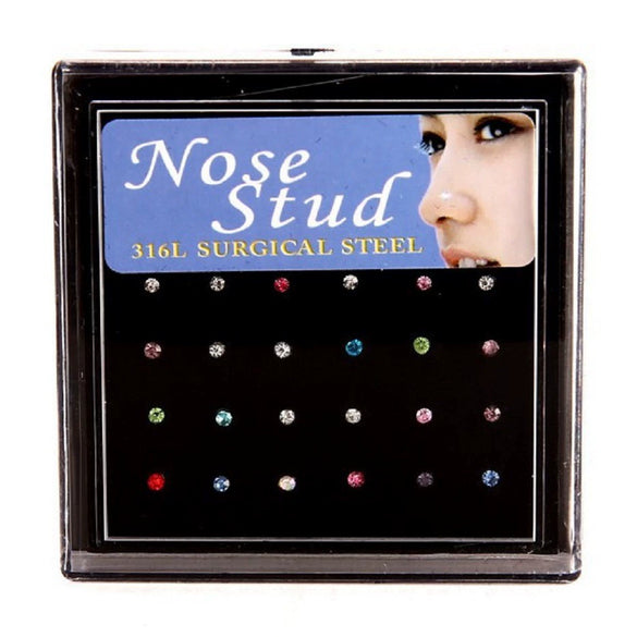 Women's Stainless Steel Geometric Diamondencrusted Nose Studs And Rings Body Piercing Jewelry