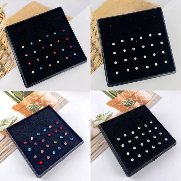 Women's Stainless Steel Geometric Diamondencrusted Nose Studs And Rings Body Piercing Jewelry
