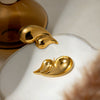 Women's Stainless Steel Geometric Double Layer Glossy Water Drop Earrings Jewelry With Electroplating Treatment