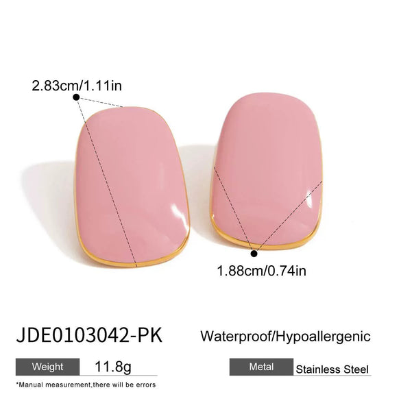 Women's Stainless Steel Geometric Drop Oil Earrings With Electroplating Design