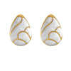 Women's Stainless Steel Geometric Drop Shape Earrings With Dripping Glaze Oil Drip Finish Minimalist Retro Water Drop Design