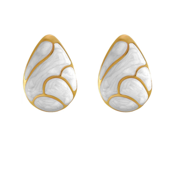 Women's Stainless Steel Geometric Drop Shape Earrings With Dripping Glaze Oil Drip Finish Minimalist Retro Water Drop Design