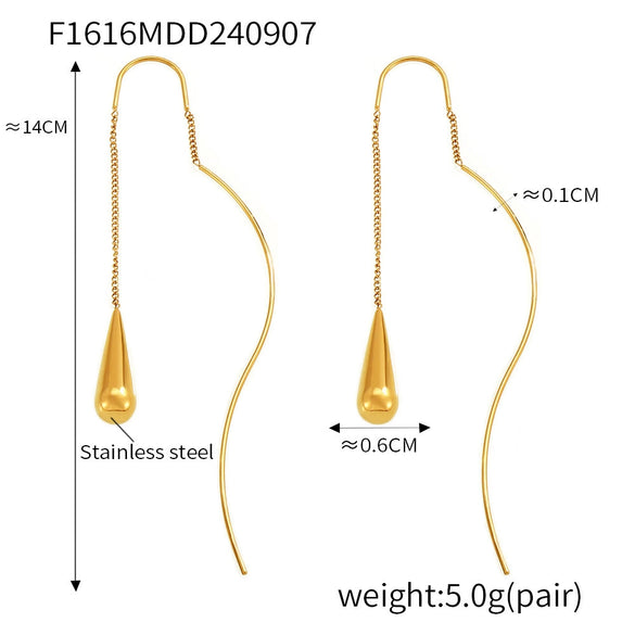 Women's 316L Stainless Steel Geometric Drop Tassel Earrings With Electroplating Design