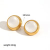 Women's Stainless Steel Geometric Dropshaped Cat's Eye Stone Earrings With 18K Gold Ball Pendant And Electroplating