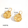 Women's Stainless Steel Geometric Dropshaped Cat's Eye Stone Earrings With 18K Gold Ball Pendant And Electroplating
