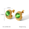 Women's Stainless Steel Geometric Dropshaped Electroplated Cat's Eye Stone Earrings